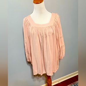 World Market, peasant sleeve, size small/medium, light pink shirt